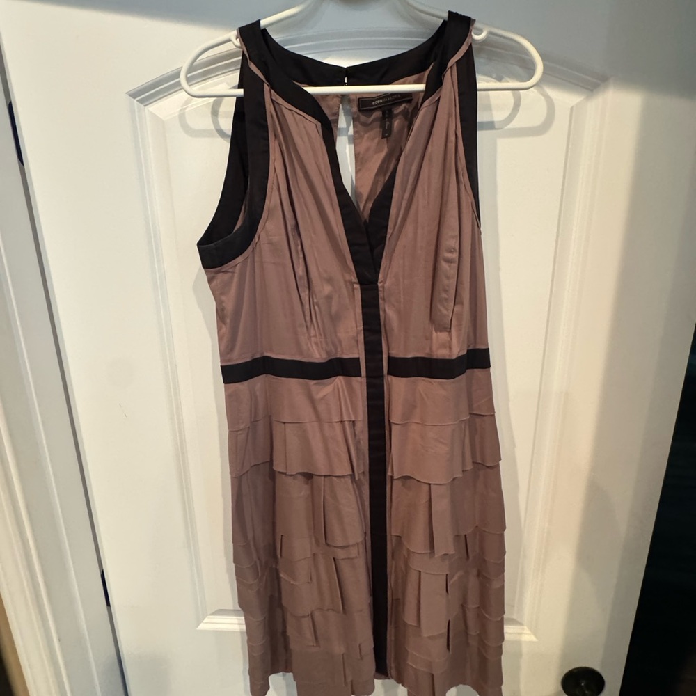 BCBGMaxAzria Taupe and Black Layered Mini Dress
